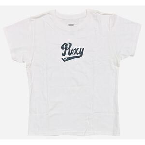Roxy Women's Script Logo Boyfriend Relaxed Fit Short Sleeve Tee in Off White